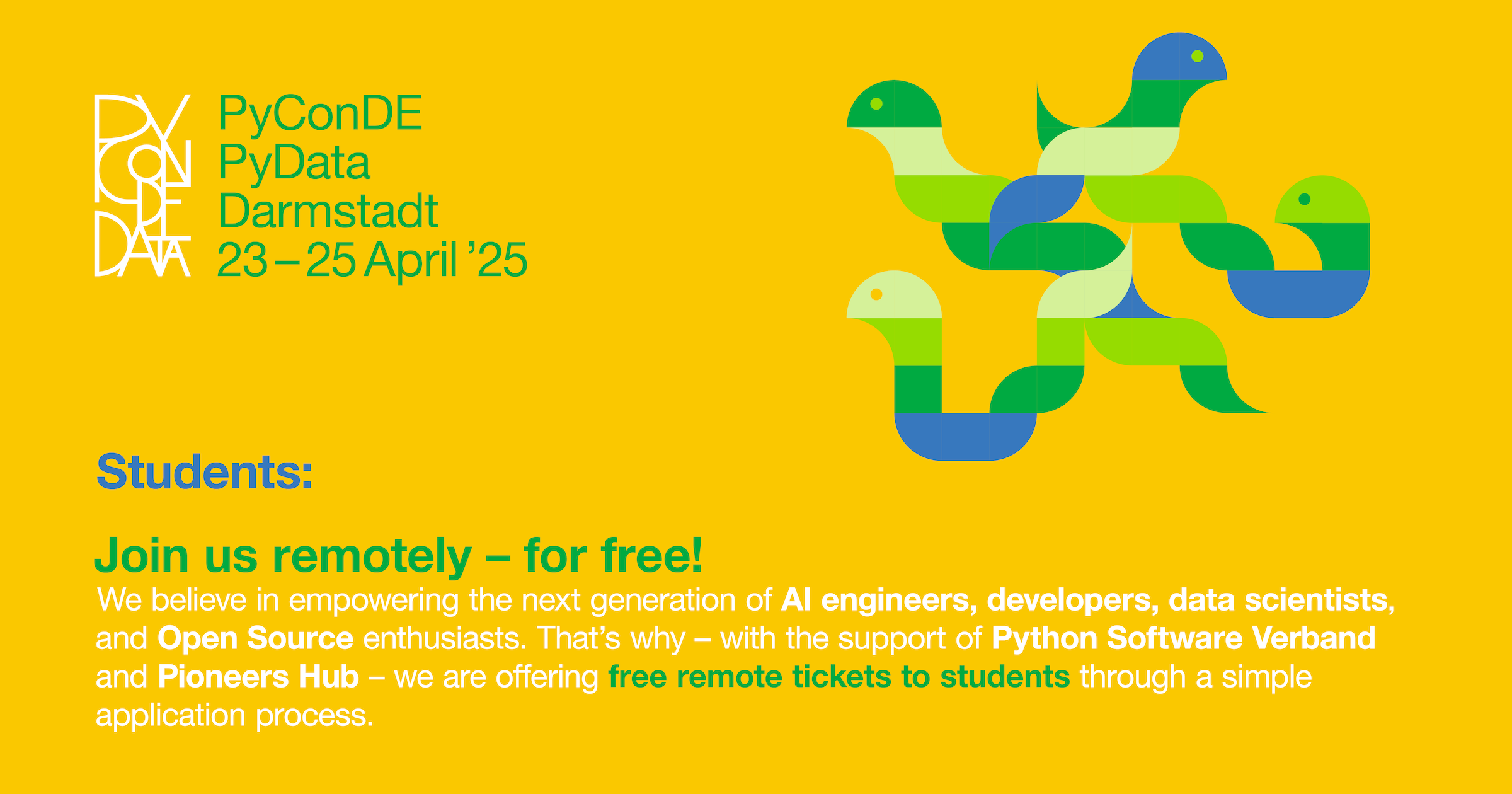 Blog image for Pioneers Hub ermöglicht 267 Studierenden kostenlosen Zugang zur PyCon DE & PyData 2025